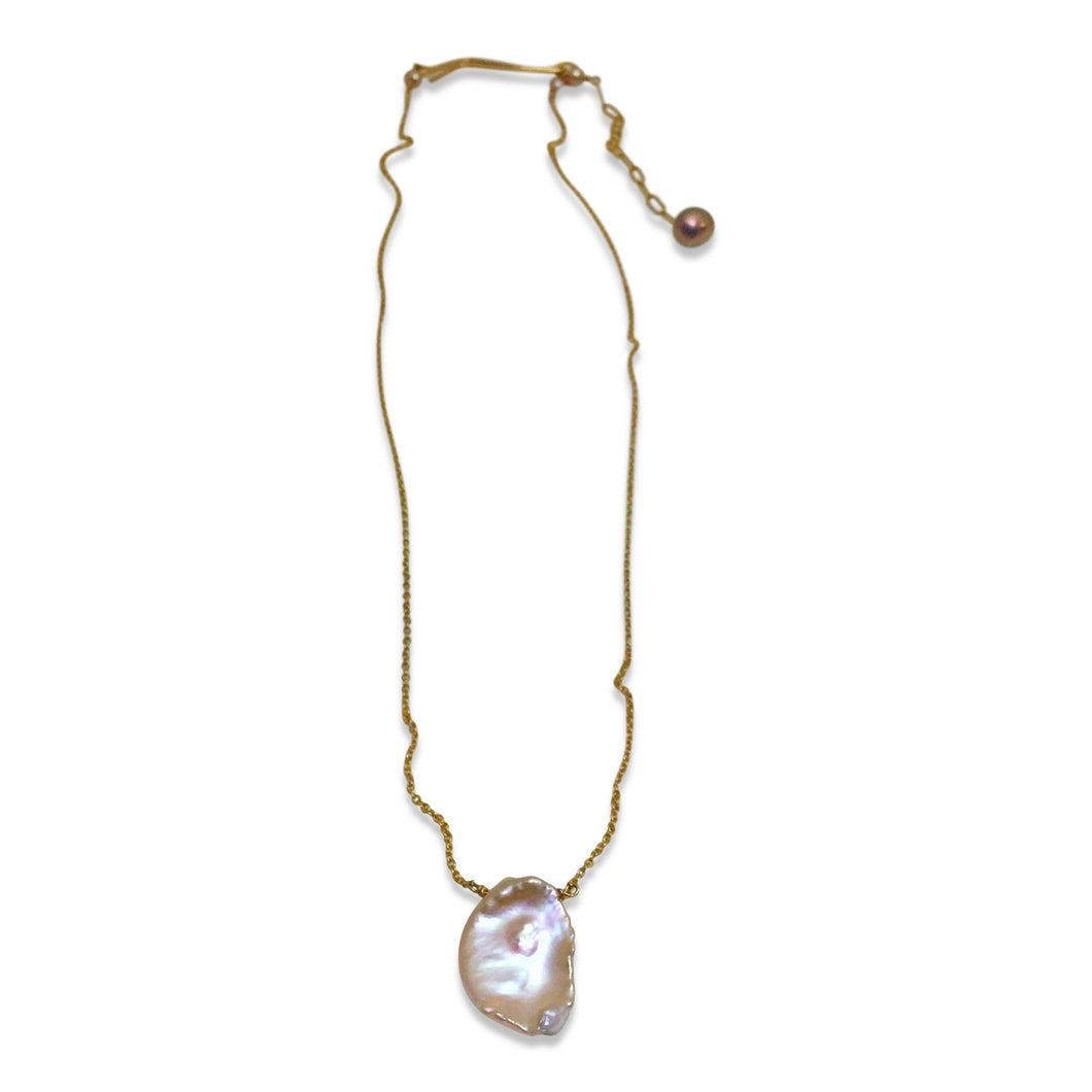 BLUSH PINK KESHI PEARL SIMPLE DROP NECKLACE