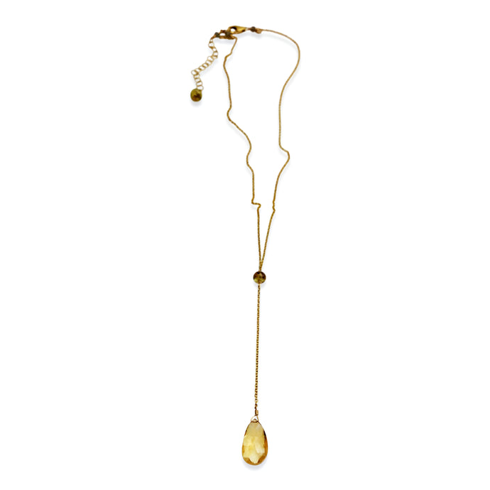 CITRINE AND SAPPHIRE SIMPLE DROP NECKLACE