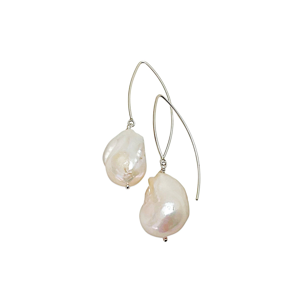 EXTRA LARGE IVORY BAROQUE PEARL MARQUISE EARRINGS