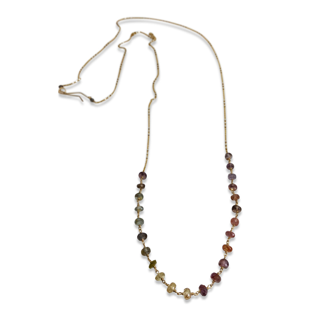 MULTI COLORED SAPPHIRE OMBRE LONG NECKLACE