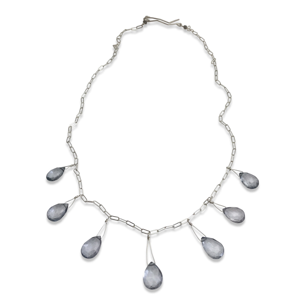 STEEL BLUE QUARTZ SEVEN NECKLACE