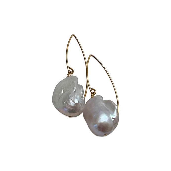EXTRA LARGE GREY BAROQUE PEARL MARQUISE EARRINGS