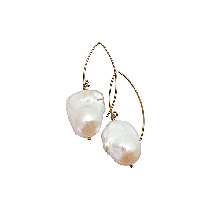 EXTRA LARGE IVORY BAROQUE PEARL MARQUISE EARRINGS