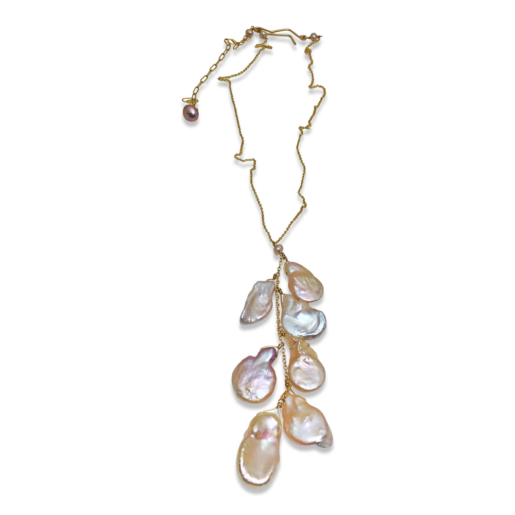 BLUSH PINK KESHI PEARL CASCADE NECKLACE