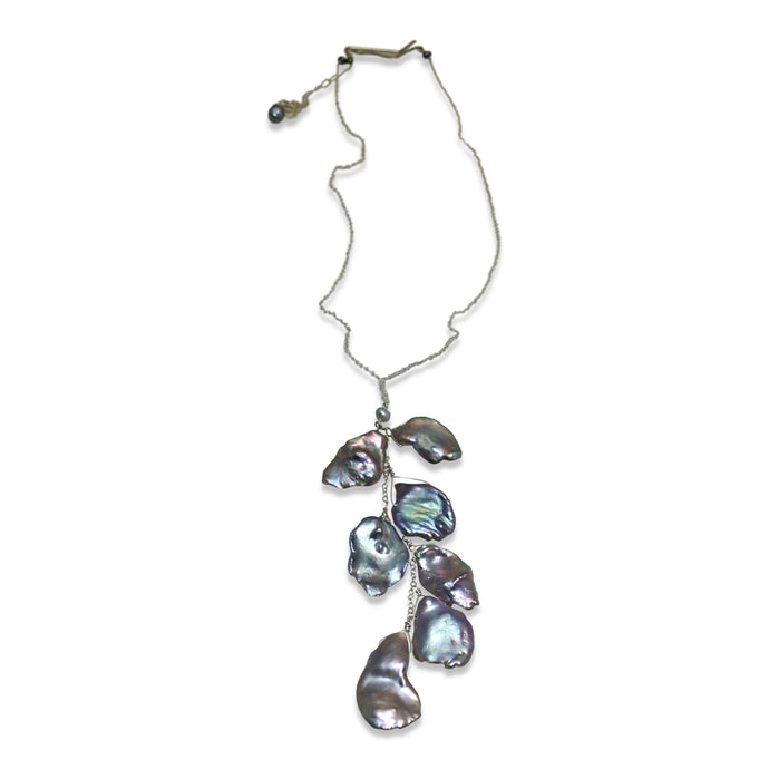 PLATINUM GREY KESHI PEARL CASCADE NECKLACE