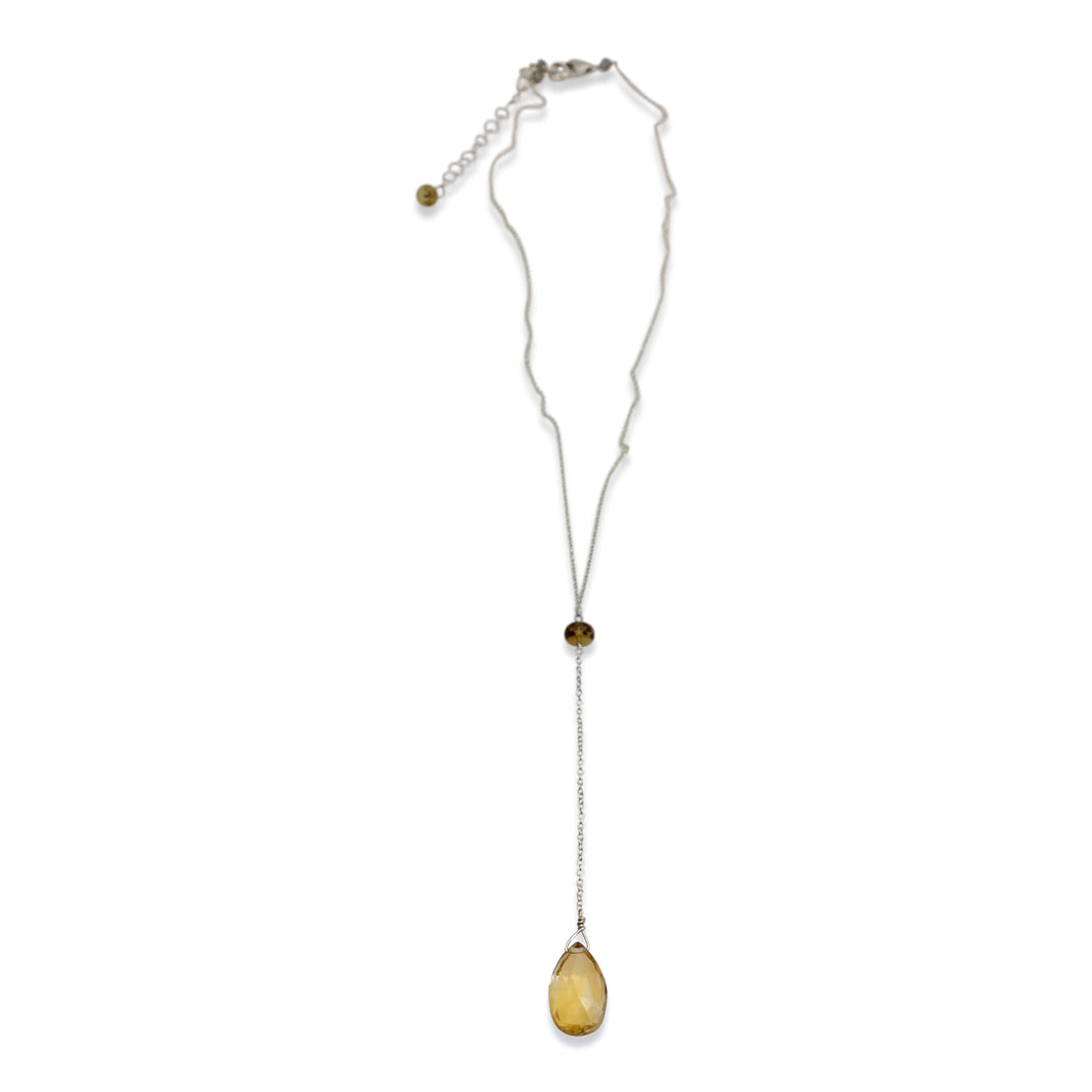 CITRINE AND SAPPHIRE SIMPLE DROP NECKLACE
