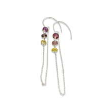 MULTI COLORED SAPPHIRE LAYERED EARRINGS