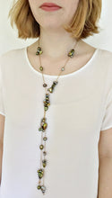 GREEN PEARL TEXTURED LONG LARIAT NECKLACE