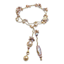 BLUSH PINK PEARL TEXTURED LONG LARIAT NECKLACE