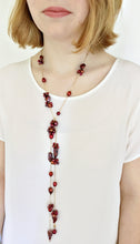 BERRY RED PEARL TEXTURED LONG LARIAT NECKLACE